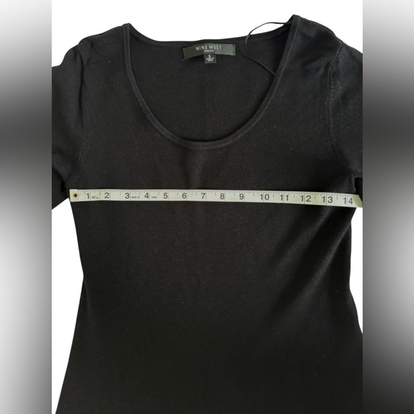 Nine West Black Green Knit SweaterDress S Fit & Flare Scoop Neck Retro Geometric - Picture 6 of 8